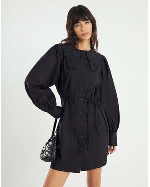 River Island Collared Mini Shirt Dress - Blue