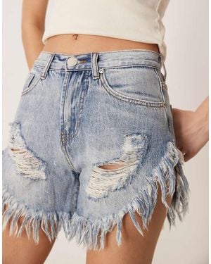 Glamorous Distressed Denim Shorts - Blue