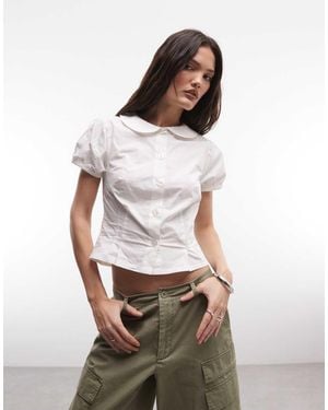 Collusion Camisa Blanca Entallada De Manga Corta Y Estilo Babydoll De - Blanco