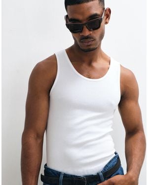 Hollister Fitted Rib Knit Tank Top - White
