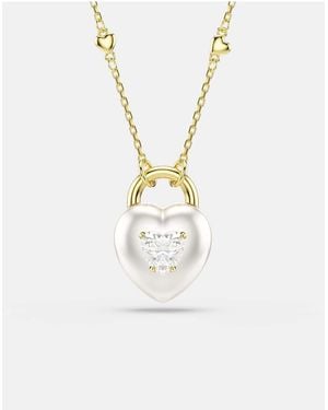 Swarovski Idyllia Pendant, Mixed Cuts, Heart, -Tone Plated - White