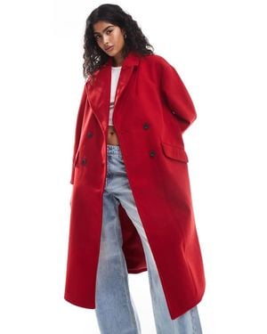 Stradivarius Oversized Coat - Red