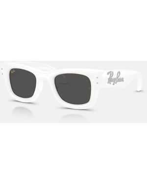 Ray-Ban Gafas De Sol Blancas Con Montura Cuadrada Gruesa Con Strass Y Lentes Negras Wayfarer Puffer Crystal Edition De -Blanco