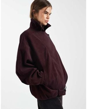 ASOS Slouchy Leather Look Oversized Biker Jacket - Purple