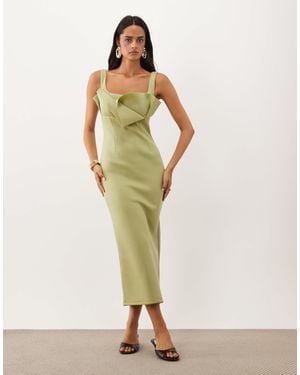 ASOS Pencil Style Maxi Dress With Corsage Detail - Green