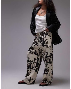 TOPSHOP Linen Blend Balloon Trousers - Grey