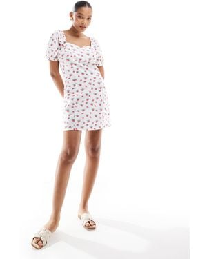 Vero Moda Sweetheart Neck Mini Dress With Puff Sleeves - White