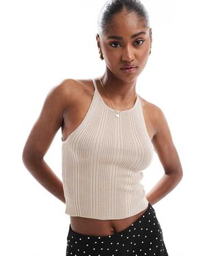 Brave Soul Knitted Cropped Singlet - White