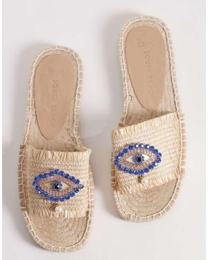 South Beach Evil Eye Sandals - Natural