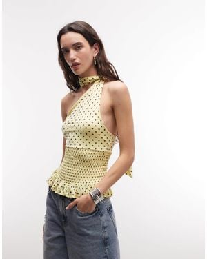 Daisy Street Shirred Scarf Halter Top - White