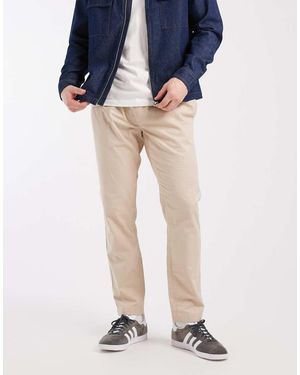 Brave Soul Cotton Twill Trousers With Elasticated Waist - Blue