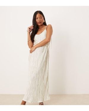 Vila Plisse Cami Maxi Slip Dress - White