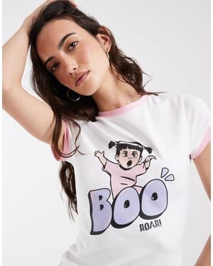 ASOS Disney Baby Tee Ringer With Boo Print - White
