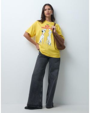 ASOS Disney Oversized T-shirt With 101 Dalmatian Print - Yellow
