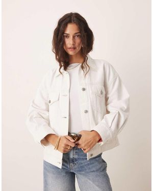 Abercrombie & Fitch Chaqueta Vaquera Blanca De Estilo Camionero De - Neutro
