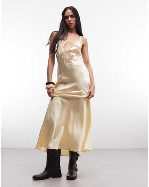 Reclaimed Vintage Maxi Tea Dress With Lace Inserts - Natural