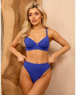 Wolf & Whistle X Isabella Whittingham High Waist Bikini Bottoms - Blue