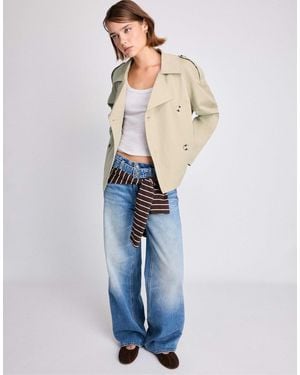 Stradivarius Kurzer trenchcoat mit gürtel - Blau
