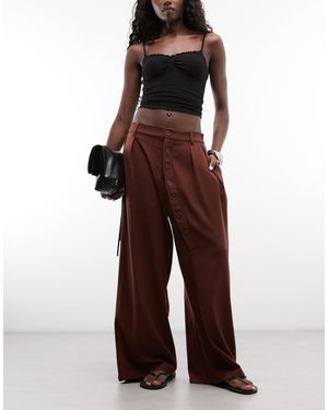 Daisy Street Mid-rise-hose mit weitem bein und asymmetrischen knöpfen - Rot