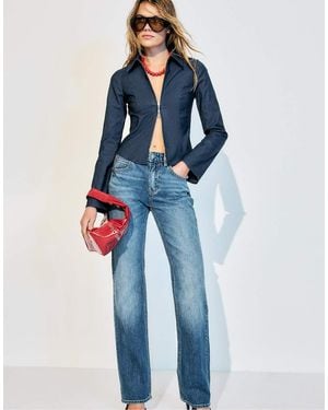 Stradivarius D98 Straight-leg Vintage Effect Jeans - Blue