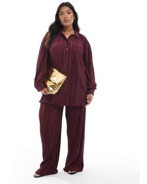 4th & Reckless Plisse Wide Leg Pants Co-Ord - Red