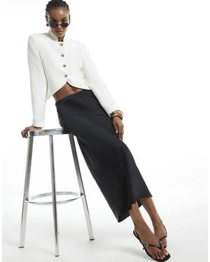River Island Satin Bias Maxi Skirt - Black