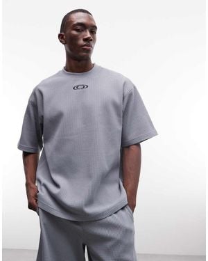 Rains 41370 Co-ord Regular Fit Splash Logo Waffle T-shirt - Grey
