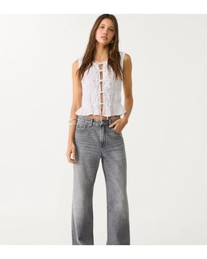 Stradivarius Petite D92 Straight Wide-Leg Jeans - Blue
