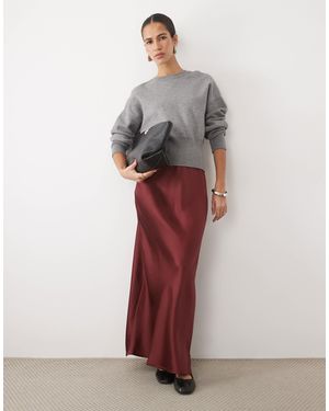 ASOS Satin Bias Maxi Skirt - Red