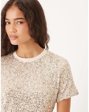 Never Fully Dressed – pailletten-t-shirt - Natur