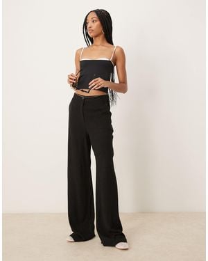 ASOS Tall Relaxed Straight Leg Pants With Linen - White