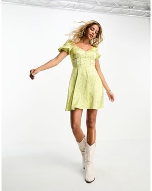 Miss Selfridge Satin Mini Tea Dress - Yellow
