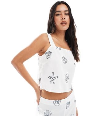 Vero Moda Square Neck Cami Co-ord - White