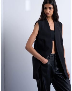 TOPSHOP Chuck On Sleeveless Blazer - Black