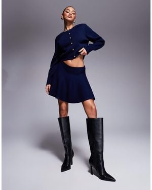 ASOS Knitted Pleat Mini Skirt Co Ord - Blue