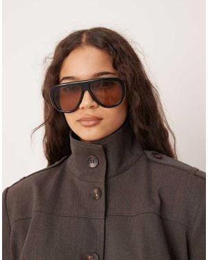 ASOS Aviator Sunglasses With Metal Arms - Brown