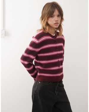 Monki Button Front Cardigan - Red