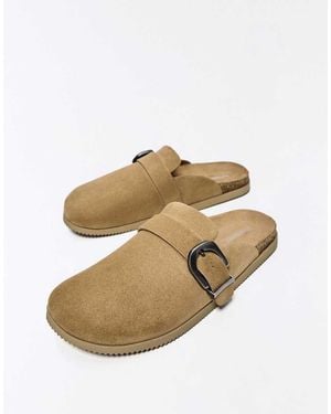 Bershka Clogs With Buckle Detail - Natural