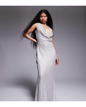 TFNC London Cowl Neck Maxi Dress With Open Back - Purple
