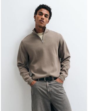 ASOS Locker gestricktes oberteil mit halbem reißverschluss - Grau