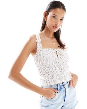 Miss Selfridge Lace Trim Pointelle Vest - White