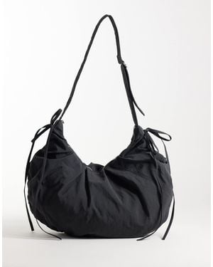Weekday Ruched Cross Body Bag - Black