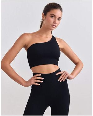 Aim'n Zwarte Geribbelde Naadloze One-Shoulder Bh - Blauw