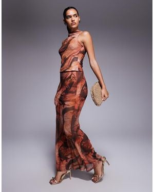 ASOS Mix & Match Sheer Mesh Fishtail Maxi Skirt - Multicolour