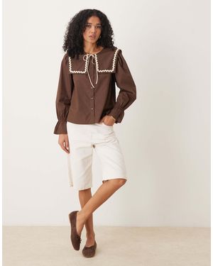 Glamorous Poplin Shirt With Square Collar - Natural