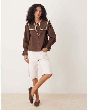 Glamorous Poplin Shirt With Square Collar - Natural