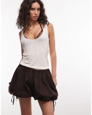 ASOS Bubble Hem Mini Shorts With Tie Detail - White