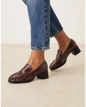 ASOS Siren Mid Heel Loafers - Blue