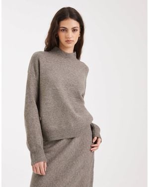 Pieces – hochgeschlossener strickpullover - Grau
