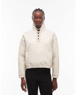 ASOS Funnel Neck Sweat With Lace Detail - White